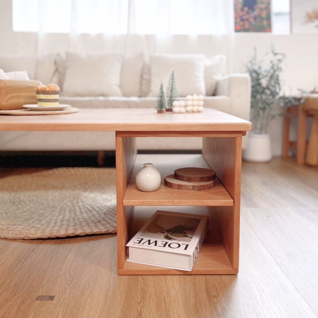 โต๊ะกลางไม้ยางพารา  MAAI DESIGN รุ่น HOKAN COFFEE TABLE  สีโอ๊ค_1